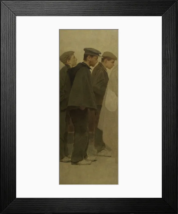 Framed Print : La Bouchée de pain : trois jeunes hommes de profil, c.1904. Creator: Fernand Pelez Framed Print : La Bouchée de pain : trois jeunes hommes de profil, c.1904. Creator: Fernand Pelez