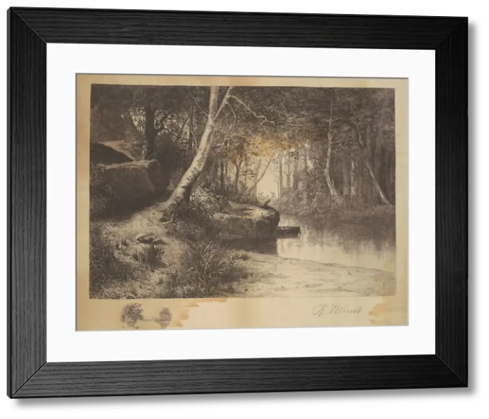 Framed Print : A Quiet Nook, late 19th century. Creator: Adolphe Appian Framed Print : A Quiet Nook, late 19th century. Creator: Adolphe Appian