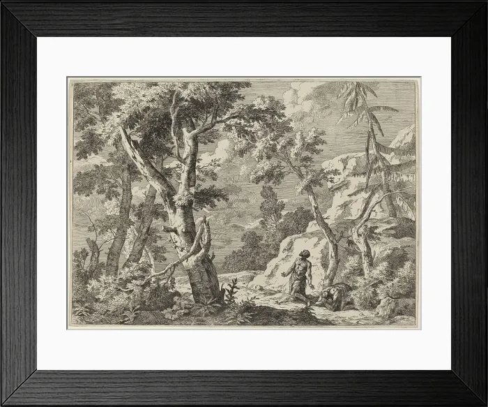 Framed Print : Two Men Penitent in the Wilderness, 1730. Creator: Marco Ricci Framed Print : Two Men Penitent in the Wilderness, 1730. Creator: Marco Ricci