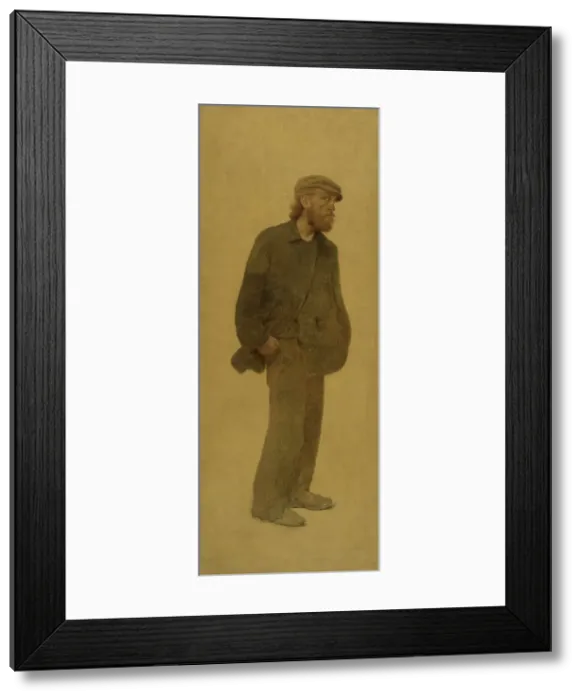 Framed Print : La Bouchée de pain : homme de trois-quarts coiffé d'une casquette, mains dans les poches, c.1904. Creator: Fernand Pelez Framed Print : La Bouchée de pain : homme de trois-quarts coiffé d'une casquette, mains dans les poches, c.1904. Creator: Fernand Pelez
