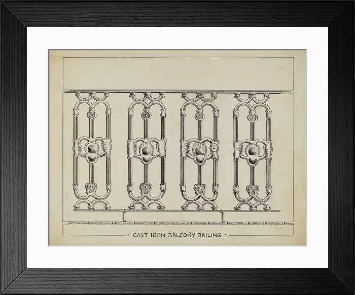 Framed Print : Cast Iron Window Balcony, c. 1936. Creator: Al Curry Framed Print : Cast Iron Window Balcony, c. 1936. Creator: Al Curry
