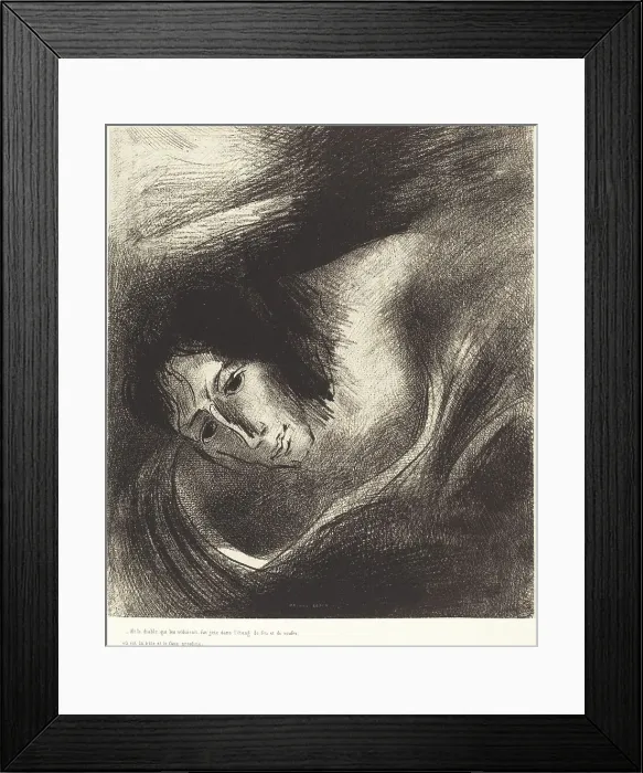 Framed Print : Et le diable qui les seduisait, fut jete dans l'etang de feu et de soufre, ou es la b ete et... 189 Creator: Odilon Redon Framed Print : Et le diable qui les seduisait, fut jete dans l'etang de feu et de soufre, ou es la b ete et... 189 Creator: Odilon Redon