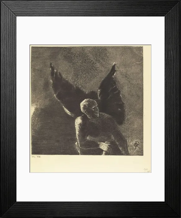 Framed Print : Gloire et louange a toi, satan, dans les hauteurs du ciel ou tu regnas, et dans les...), 1890. Creator: Odilon Redon Framed Print : Gloire et louange a toi, satan, dans les hauteurs du ciel ou tu regnas, et dans les...), 1890. Creator: Odilon Redon