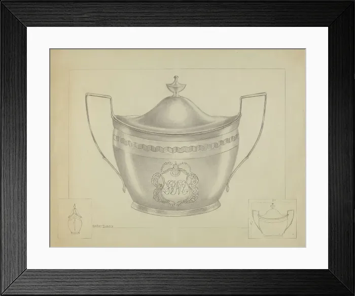 Framed Print : Silver Sugar Bowl with Cover, 1936. Creator: Hester Duany Framed Print : Silver Sugar Bowl with Cover, 1936. Creator: Hester Duany