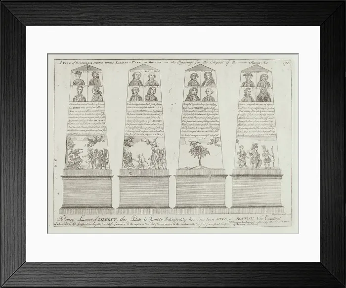 Framed Print : The Obelisk under the Liberty Tree, Boston, 1766 (printed 1973). Creator: Paul Revere Framed Print : The Obelisk under the Liberty Tree, Boston, 1766 (printed 1973). Creator: Paul Revere