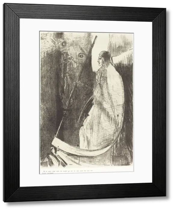 Framed Print : Et un autre ange sortit du temple qui est au ciel, ayant lui aussi une faucille tranchante... 1899. Creator: Odilon Redon Framed Print : Et un autre ange sortit du temple qui est au ciel, ayant lui aussi une faucille tranchante... 1899. Creator: Odilon Redon