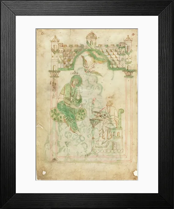 Framed Print : Saint John Dictating to the Venerable Bede, c. 1140. Creator: Unknown Framed Print : Saint John Dictating to the Venerable Bede, c. 1140. Creator: Unknown