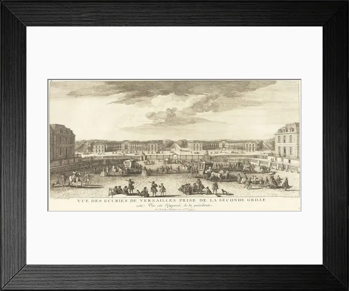 Framed Print : Vue des Ecuries de Versailles Prise de la Seconde Grille. Creator: Jacques Rigaud Framed Print : Vue des Ecuries de Versailles Prise de la Seconde Grille. Creator: Jacques Rigaud
