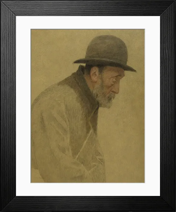 Framed Print : La Bouchée de pain : vieil homme coiffé d'un chapeau melon, une besace en bandoulière, c.1904. Creator: Fernand Pelez Framed Print : La Bouchée de pain : vieil homme coiffé d'un chapeau melon, une besace en bandoulière, c.1904. Creator: Fernand Pelez