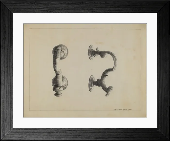 Framed Print : Door Knocker, 1937. Creator: J. Howard Iams Framed Print : Door Knocker, 1937. Creator: J. Howard Iams