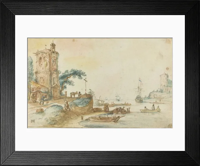 Framed Print : Scene with a Tower to the Left, c. 1620. Creator: Hendrick Avercamp Framed Print : Scene with a Tower to the Left, c. 1620. Creator: Hendrick Avercamp