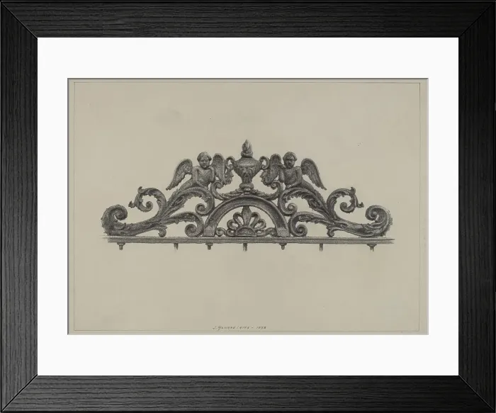 Framed Print : Cast Iron Gate Top, 1938. Creator: J. Howard Iams Framed Print : Cast Iron Gate Top, 1938. Creator: J. Howard Iams