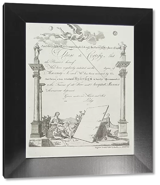 Masonic Certificate, 1796 (printed 1954). Creator: Paul Revere