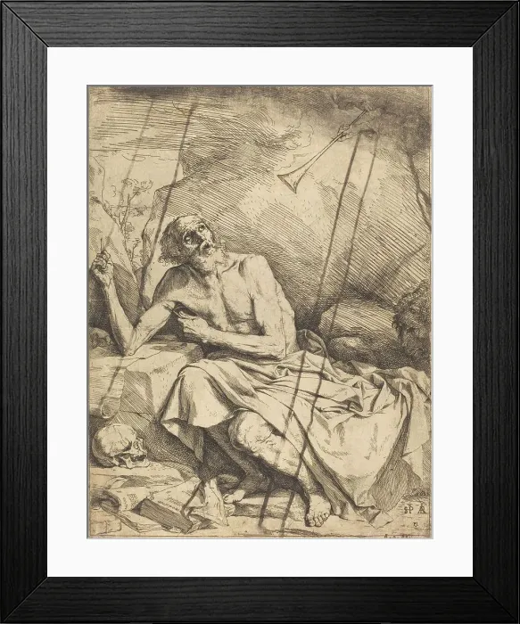 Framed Print : Saint Jerome Hearing the Trumpet of the Last Judgment, 1621. Creator: Jusepe de Ribera Framed Print : Saint Jerome Hearing the Trumpet of the Last Judgment, 1621. Creator: Jusepe de Ribera