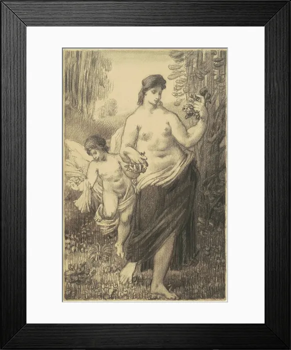 Framed Print : Nude Walking with Cupid, 1860s-1870s. Creator: William P. Babcock Framed Print : Nude Walking with Cupid, 1860s-1870s. Creator: William P. Babcock