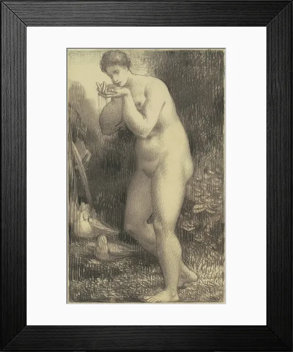 Framed Print : Nude Drinking at a Fountain, 1860s-1870s. Creator: William P. Babcock Framed Print : Nude Drinking at a Fountain, 1860s-1870s. Creator: William P. Babcock