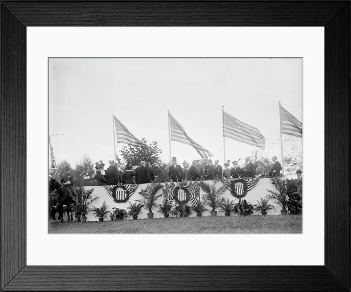 Framed Print : Cavalry Review By President Wilson - Seen In Stand: President Wilson; General Wood; Col... 1913. Creator: Harris & Ewing. Cavalry Review By President Wilson - Seen In Stand: President Wilson; General Wood; Col... 1913. Creator: Harris & Ewing Framed Print : Cavalry Review By President Wilson - Seen In Stand: President Wilson; General Wood; Col... 1913. Creator: Harris & Ewing. Cavalry Review By President Wilson - Seen In Stand: President Wilson; General Wood; Col... 1913. Creator: Harris & Ewing