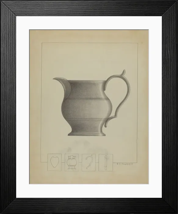 Framed Print : Pewter Pitcher, 1935 / 1942. Creator: Sidney Liswood Framed Print : Pewter Pitcher, 1935 / 1942. Creator: Sidney Liswood