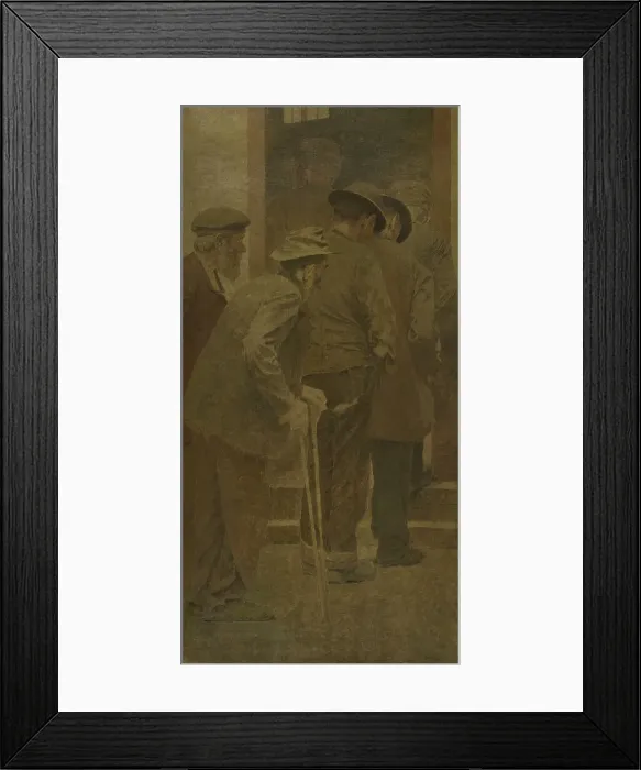 Framed Print : La Bouchée de pain : groupe d'hommes montant les marches, between 1904. Creator: Fernand Pelez Framed Print : La Bouchée de pain : groupe d'hommes montant les marches, between 1904. Creator: Fernand Pelez