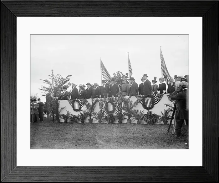 Framed Print : Cavalry Review By President Wilson - Seen In Stand: President Wilson; General Wood; Col... 1913. Creator: Harris & Ewing. Cavalry Review By President Wilson - Seen In Stand: President Wilson; General Wood; Col... 1913. Creator: Harris & Ewing Framed Print : Cavalry Review By President Wilson - Seen In Stand: President Wilson; General Wood; Col... 1913. Creator: Harris & Ewing. Cavalry Review By President Wilson - Seen In Stand: President Wilson; General Wood; Col... 1913. Creator: Harris & Ewing