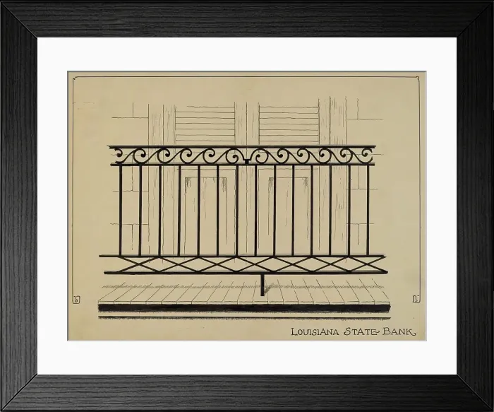 Framed Print : Balcony Railing, c. 1936. Creator: Ray Price Framed Print : Balcony Railing, c. 1936. Creator: Ray Price