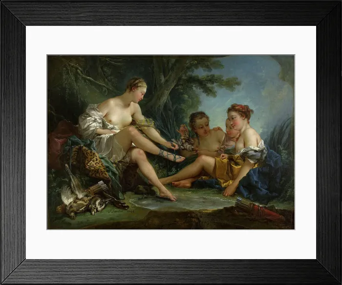 Framed Print : Le Repos des nymphes au retour de la chasse, dit Le Retour de chasse de Diane, 1745. Creator: Francois Boucher Framed Print : Le Repos des nymphes au retour de la chasse, dit Le Retour de chasse de Diane, 1745. Creator: Francois Boucher