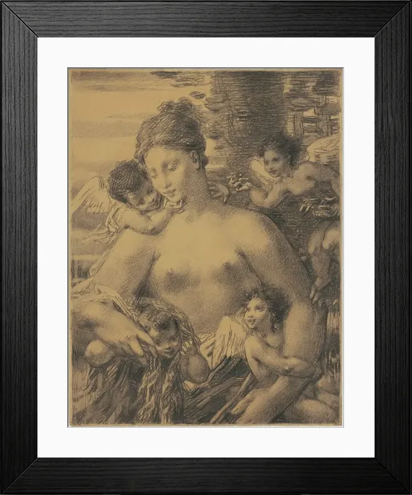 Framed Print : Nude with Cherubim, 1860s-1870s. Creator: William P. Babcock Framed Print : Nude with Cherubim, 1860s-1870s. Creator: William P. Babcock