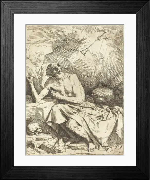 Framed Print : Saint Jerome Hearing the Trumpet of the Last Judgment, 1621. Creator: Jusepe de Ribera Framed Print : Saint Jerome Hearing the Trumpet of the Last Judgment, 1621. Creator: Jusepe de Ribera