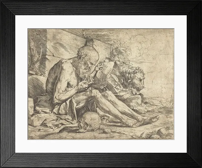 Framed Print : Saint Jerome Reading, c. 1624. Creator: Jusepe de Ribera Framed Print : Saint Jerome Reading, c. 1624. Creator: Jusepe de Ribera