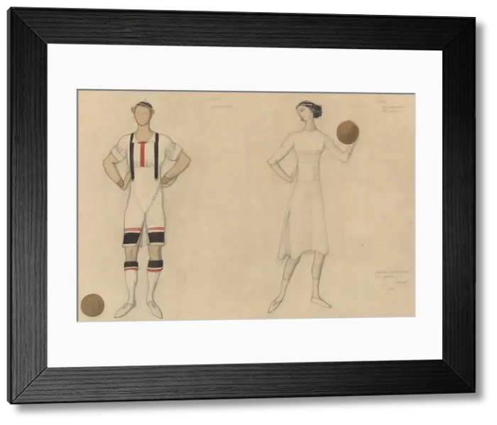 Framed Print : Costume Study for Jeux, 1913. Creator: Leon Bakst. Costume Study for Jeux, 1913. Creator: Leon Bakst Framed Print : Costume Study for Jeux, 1913. Creator: Leon Bakst. Costume Study for Jeux, 1913. Creator: Leon Bakst