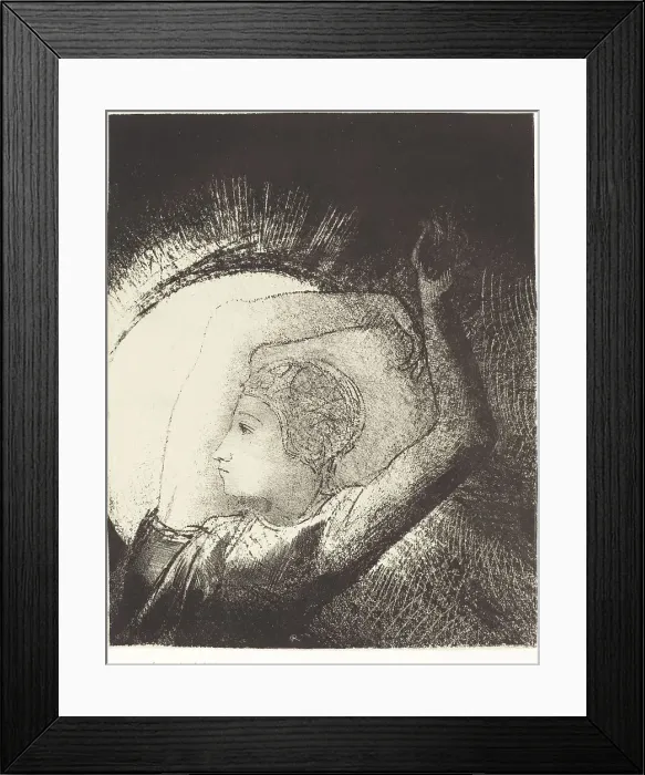 Framed Print : Une femme revêtue du Soleil (A woman clothed with the sun), 1899. Creator: Odilon Redon Framed Print : Une femme revêtue du Soleil (A woman clothed with the sun), 1899. Creator: Odilon Redon