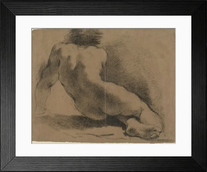 Framed Print : Seated Nude Boy Seen from the Back. Creator: Guercino Framed Print : Seated Nude Boy Seen from the Back. Creator: Guercino