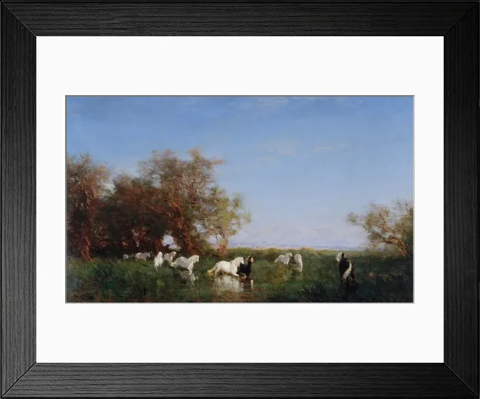 Framed Print : Chevaux sauvages en Camargue, between 1890 and 1895. Creator: Felix Francois Georges Philibert Ziem Framed Print : Chevaux sauvages en Camargue, between 1890 and 1895. Creator: Felix Francois Georges Philibert Ziem