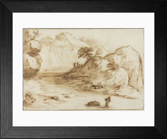 Framed Print : Landscape with a Waterfall. Creator: Guercino Framed Print : Landscape with a Waterfall. Creator: Guercino