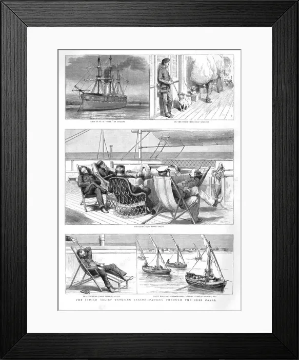 Framed Print : The Indian Relief Trooping Season - Passing through the Suez Canal, 1891. Creator: Unknown Framed Print : The Indian Relief Trooping Season - Passing through the Suez Canal, 1891. Creator: Unknown