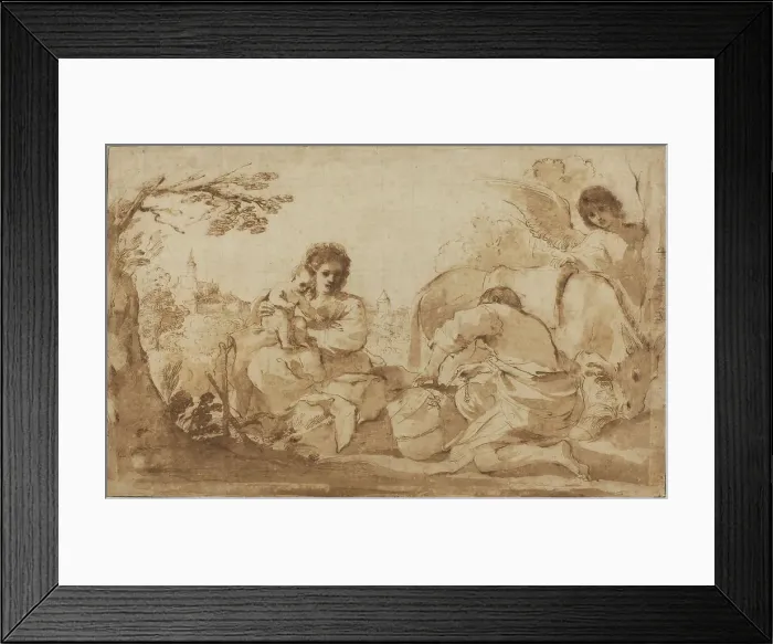 Framed Print : The Rest on the Flight into Egypt, c. 1626. Creator: Guercino Framed Print : The Rest on the Flight into Egypt, c. 1626. Creator: Guercino