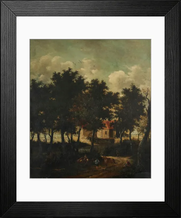 Framed Print : Water mill. The horsemen's stop, after Hobbema. Creator: Unknown Framed Print : Water mill. The horsemen's stop, after Hobbema. Creator: Unknown