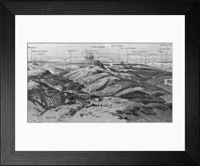 Framed Print : Le Mort-Homme ( 9 avril 1916); et le panarama qui s'etend de Montfaucon a la rive gauche... 1916. Creator: Unknown Framed Print : Le Mort-Homme ( 9 avril 1916); et le panarama qui s'etend de Montfaucon a la rive gauche... 1916. Creator: Unknown
