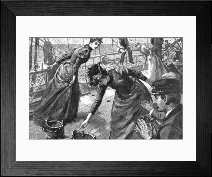 Framed Print : A Trip to Norway; Sport on board the SS Garonne on the Return Voyage - A Potato Race, 1891. Creator: Sydney Prior Hall. A Trip to Norway; Sport on board the SS Garonne on the Return Voyage - A Potato Race, 1891