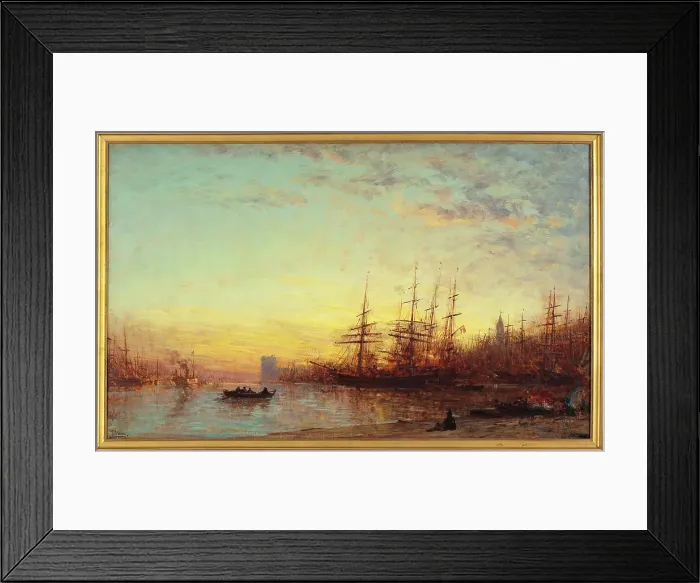 Framed Print : Le port de Marseille au coucher du soleil, between 1890 and 1895. Creator: Felix Francois Georges Philibert Ziem Framed Print : Le port de Marseille au coucher du soleil, between 1890 and 1895. Creator: Felix Francois Georges Philibert Ziem