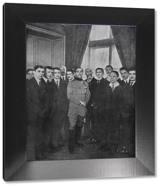 Le prince Alexandre et les Lyceens de Paris; reception par le prince regent de Serbie... 1916. Creator: Manuel