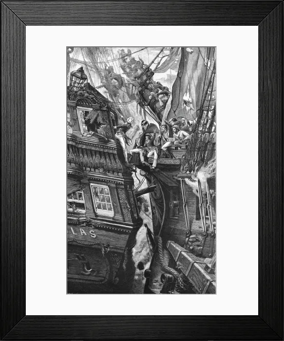 Framed Print : Nelson at the Battle off St. Vincent, February 14, 1797, after Frank Baden-Powell. 1891. Creator: Frank Baden-Powell Framed Print : Nelson at the Battle off St. Vincent, February 14, 1797, after Frank Baden-Powell. 1891. Creator: Frank Baden-Powell