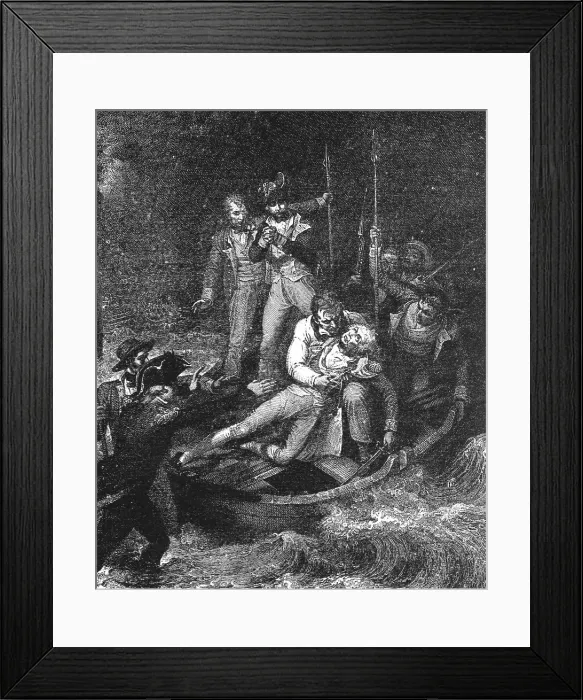 Framed Print : Sir Horatio Nelson wounded at Santa Cruz, Teneriffe, July 24, 1797, after R. Westall, R.A. 1891. Creator: Richard Westall Framed Print : Sir Horatio Nelson wounded at Santa Cruz, Teneriffe, July 24, 1797, after R. Westall, R.A. 1891. Creator: Richard Westall