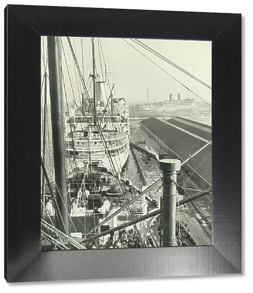 'The Traffic Still Quickens; Still The Vessels Grow Bigger' Liners In Tilbury Docks, 1937. Creator: Fox. 'The Traffic Still Quickens; Still The Vessels Grow Bigger' Liners In Tilbury Docks, 1937. Creator: Fox