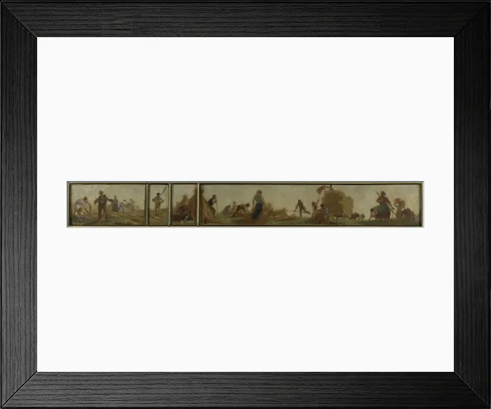 Framed Print : History of wheat: Harvesters sharpening their scythes. Sketch for the drawing room in the... 1879. Creator: Paul Albert Baudouin Framed Print : History of wheat: Harvesters sharpening their scythes. Sketch for the drawing room in the... 1879. Creator: Paul Albert Baudouin