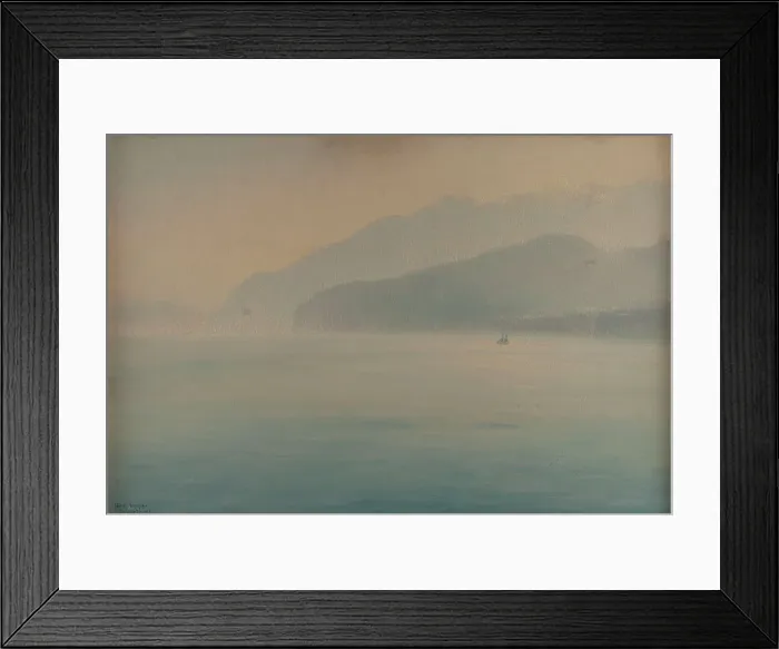 Framed Print : Coast of Sorrento, blue and silver, 1913. Creator: Henry Brokman Framed Print : Coast of Sorrento, blue and silver, 1913. Creator: Henry Brokman