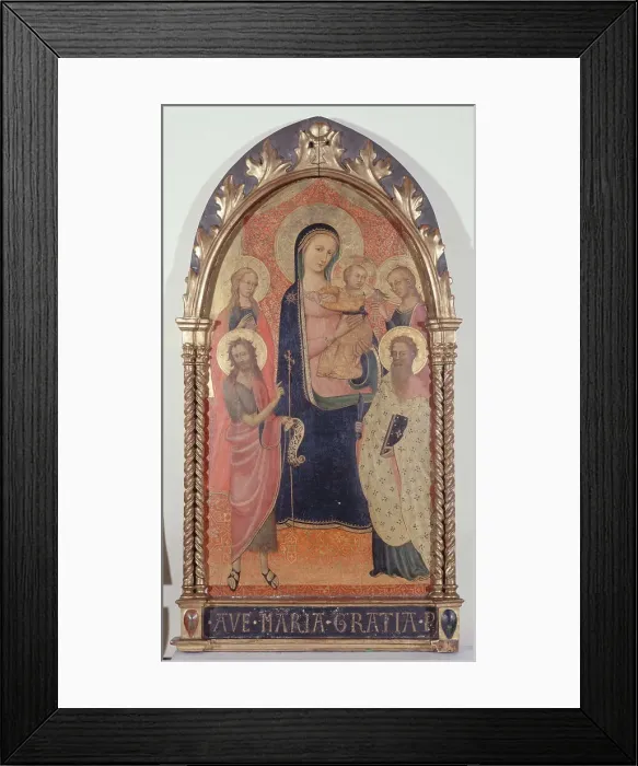 Framed Print : Madonna and Child with Saint John the Baptist, Saint Bartholomew, Saint... between 1300 and 1400. Creator: Unknown Framed Print : Madonna and Child with Saint John the Baptist, Saint Bartholomew, Saint... between 1300 and 1400. Creator: Unknown