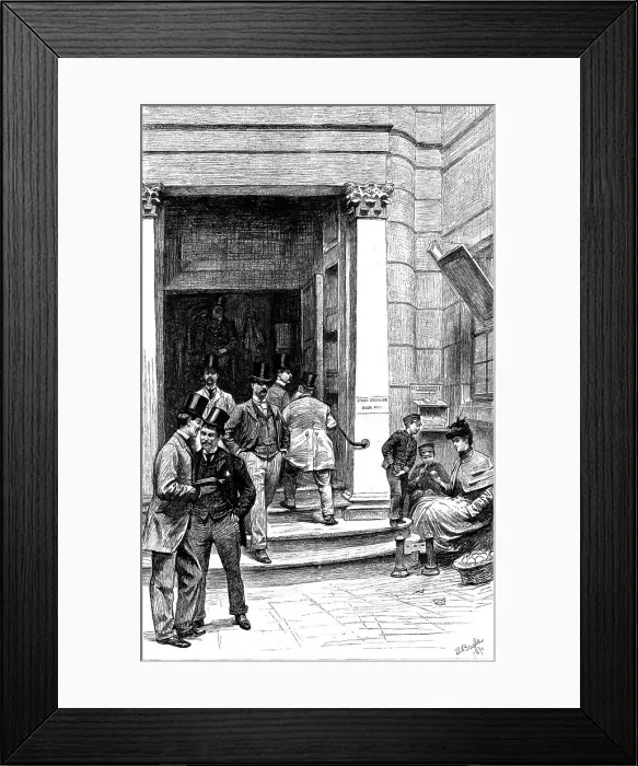Framed Print : The London Stock Exchange - The Entrance in Chapel Court, 1891. Creator: William Lockhart Bogle Framed Print : The London Stock Exchange - The Entrance in Chapel Court, 1891. Creator: William Lockhart Bogle