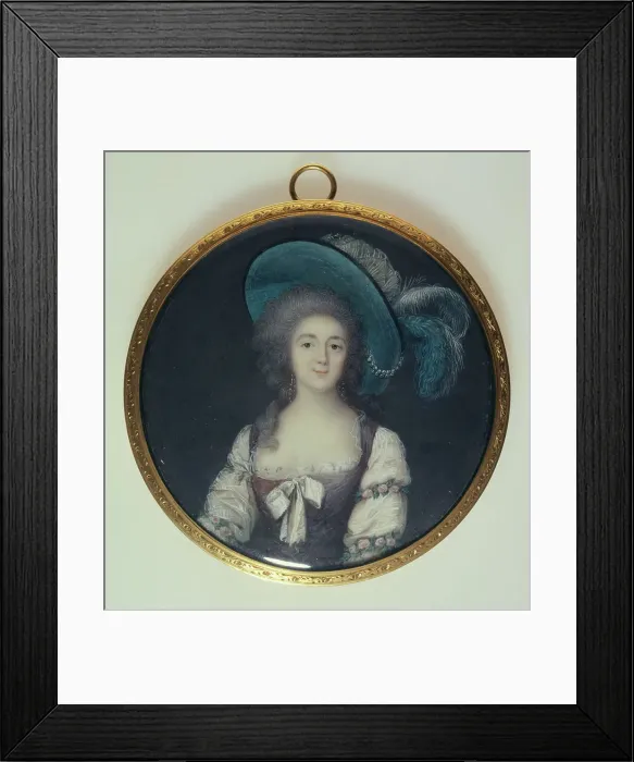 Framed Print : Portrait of young woman in a plumed hat, c1785. Creator: Vincenza Benzi-Basteris Framed Print : Portrait of young woman in a plumed hat, c1785. Creator: Vincenza Benzi-Basteris