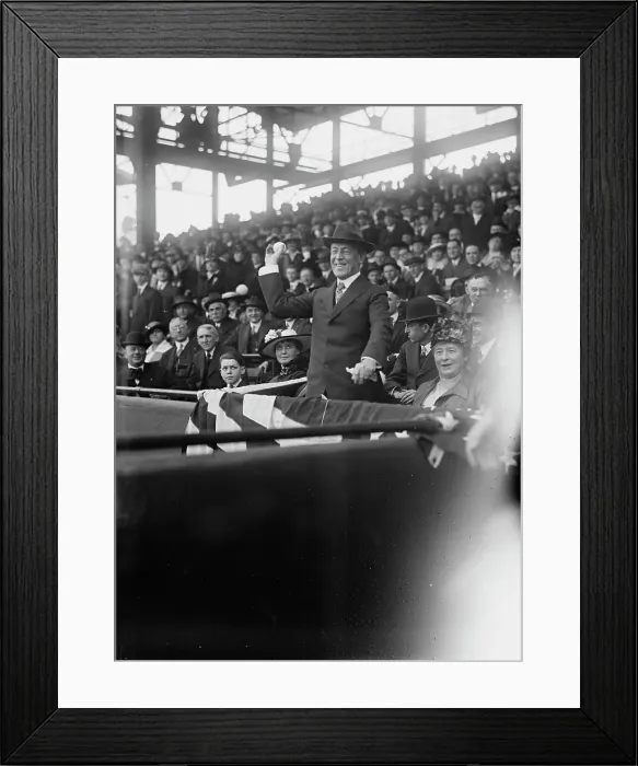 Framed Print : President Woodrow Wilson and wife Ellen Axson Wilson, Mrs. Willoughbys Chesley, Baseball, 1917. Creator: Harris & Ewing. President Woodrow Wilson and wife Ellen Axson Wilson, Mrs. Willoughbys Chesley, Baseball, 1917. Creator: Harris & Ewing Framed Print : President Woodrow Wilson and wife Ellen Axson Wilson, Mrs. Willoughbys Chesley, Baseball, 1917. Creator: Harris & Ewing. President Woodrow Wilson and wife Ellen Axson Wilson, Mrs. Willoughbys Chesley, Baseball, 1917. Creator: Harris & Ewing